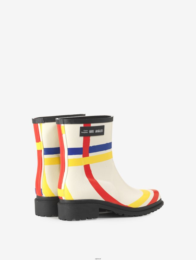 Aigle x Centre Pompidou botas bota de chuva feita na França Mondrian mulheres RX2B88645