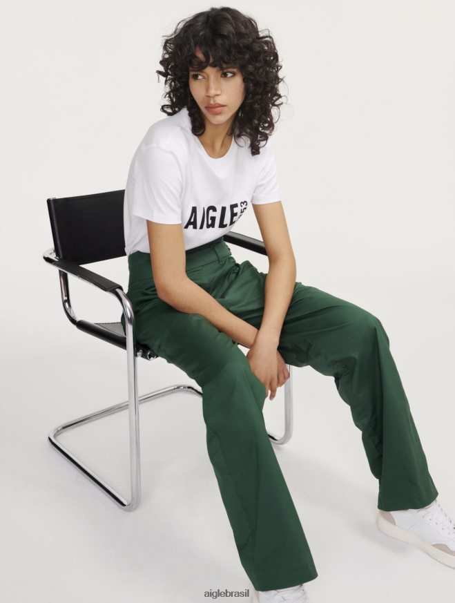 Aigle roupas calça larga em sarja de algodão botânico mulheres RX2B88453