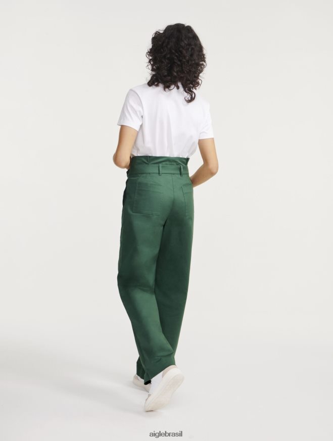 Aigle roupas calça larga em sarja de algodão botânico mulheres RX2B88453