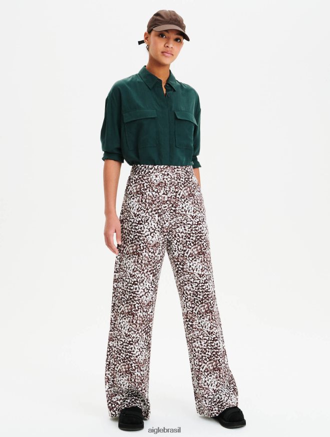 Aigle roupas calças arejadas com estampa de cintura alta bombom pr mulheres RX2B88635