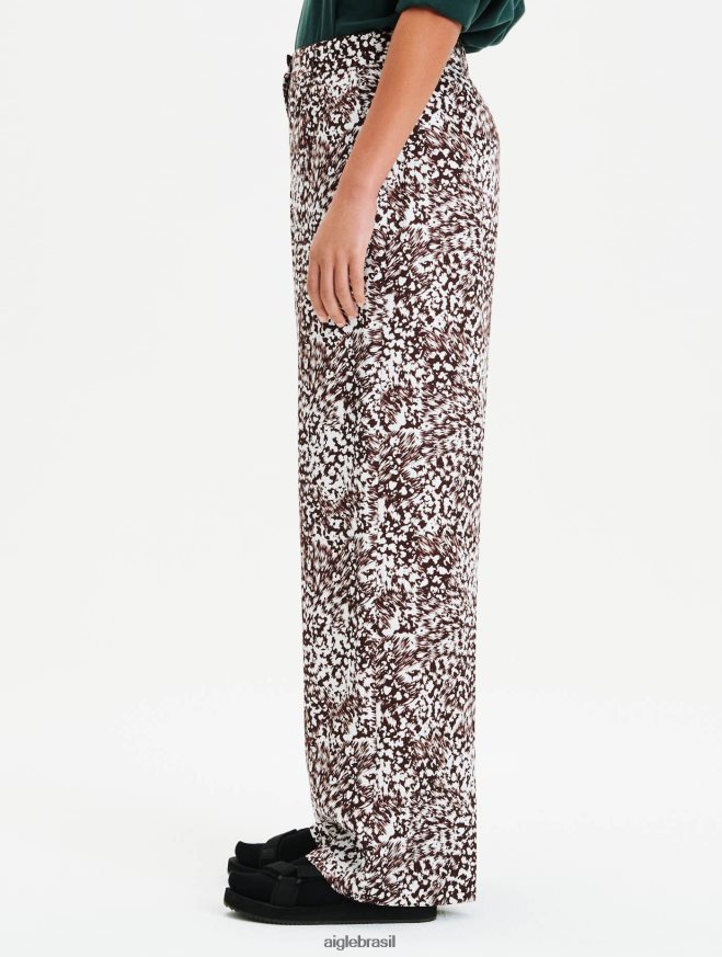 Aigle roupas calças arejadas com estampa de cintura alta bombom pr mulheres RX2B88635