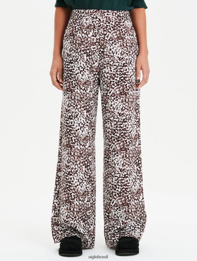 Aigle roupas calças arejadas com estampa de cintura alta bombom pr mulheres RX2B88635