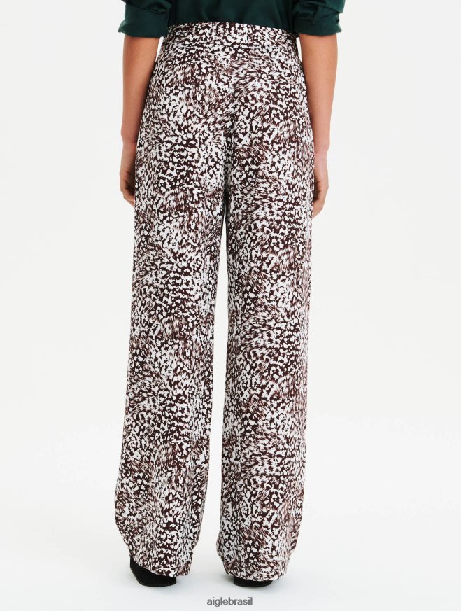 Aigle roupas calças arejadas com estampa de cintura alta bombom pr mulheres RX2B88635