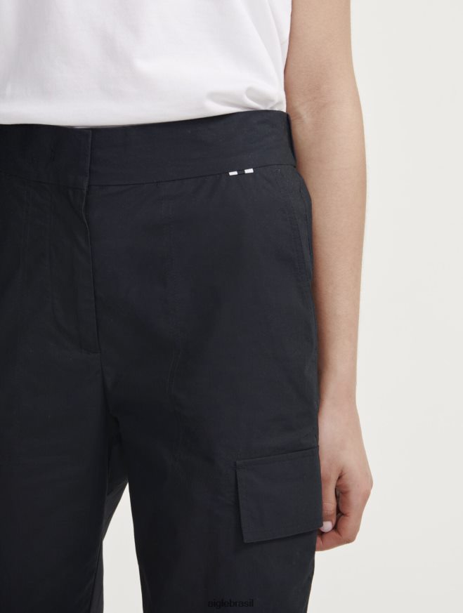 Aigle roupas calças cargo leves preto mulheres RX2B8860