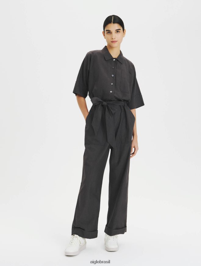 Aigle roupas macacão algodão e tencel carvão mulheres RX2B88636
