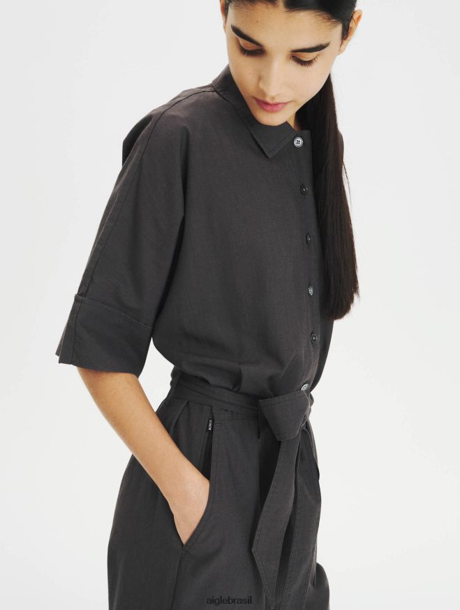 Aigle roupas macacão algodão e tencel carvão mulheres RX2B88636