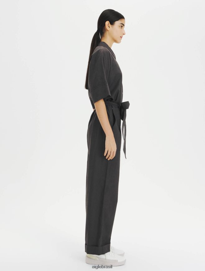 Aigle roupas macacão algodão e tencel carvão mulheres RX2B88636