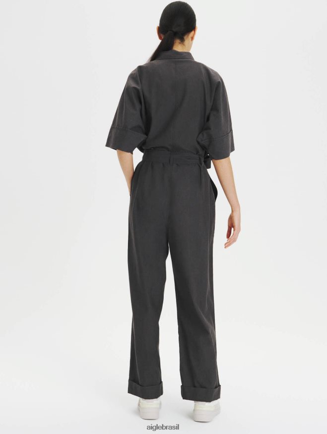 Aigle roupas macacão algodão e tencel carvão mulheres RX2B88636