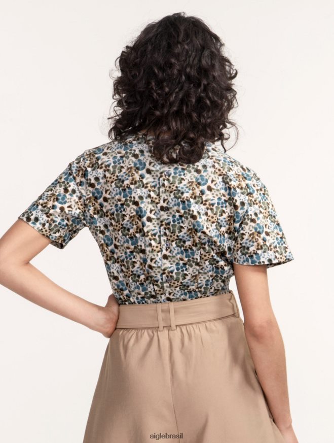 Aigle roupas blusa de manga curta liberty londres tempestade azul pr mulheres RX2B88553