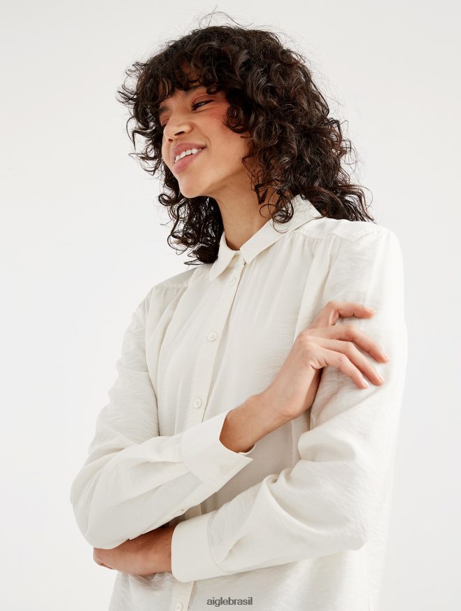Aigle roupas camisa de manga comprida franzida nos ombros leite mulheres RX2B88559