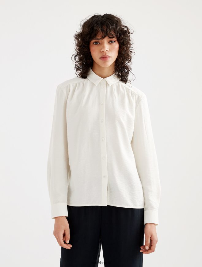 Aigle roupas camisa de manga comprida franzida nos ombros leite mulheres RX2B88559