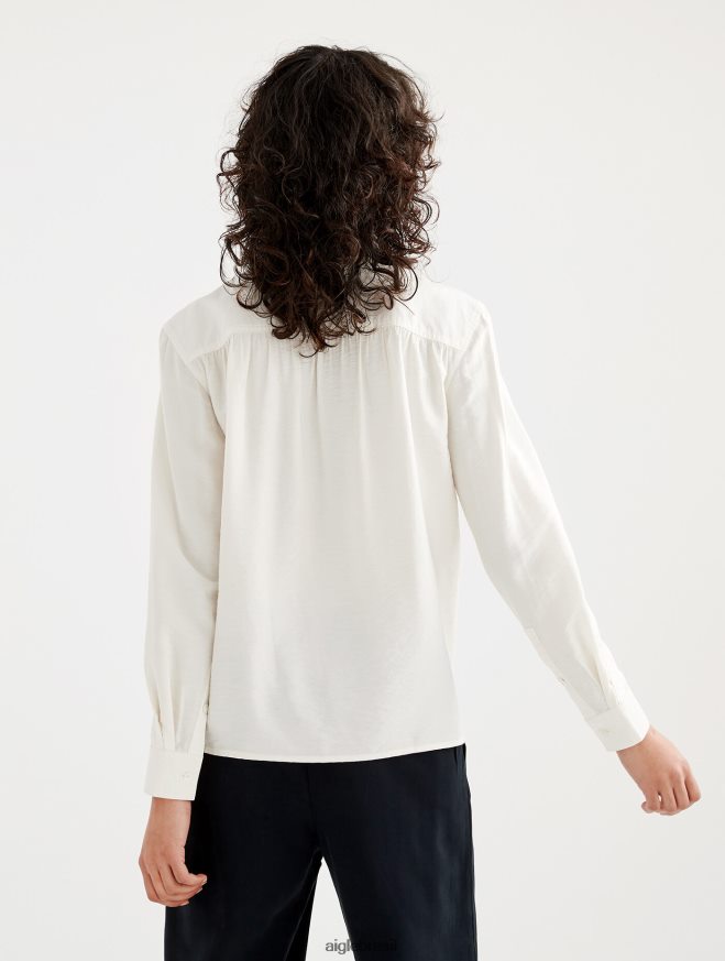 Aigle roupas camisa de manga comprida franzida nos ombros leite mulheres RX2B88559