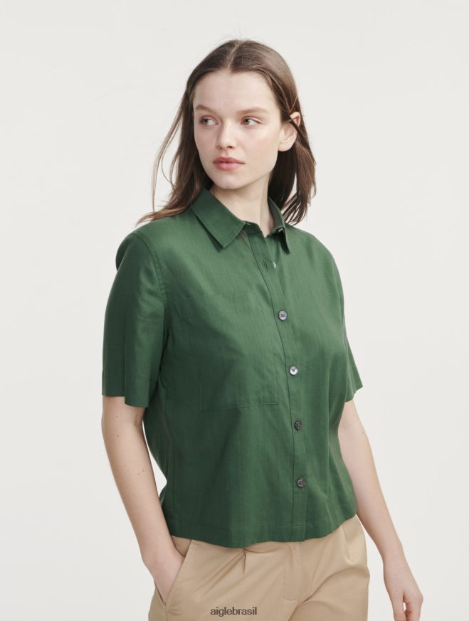 Aigle roupas camisa folgada manga curta botânico mulheres RX2B88469