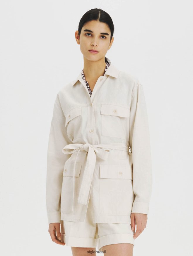 Aigle roupas camiseta algodão e tencel biscoito mulheres RX2B88616