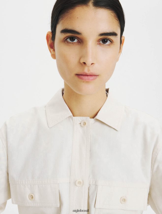 Aigle roupas camiseta algodão e tencel biscoito mulheres RX2B88616