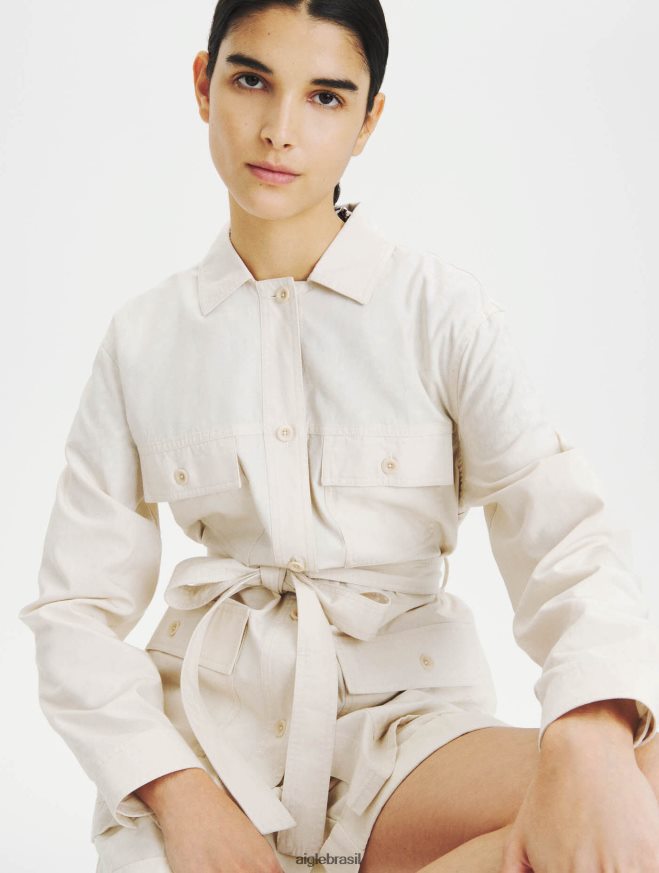 Aigle roupas camiseta algodão e tencel biscoito mulheres RX2B88616