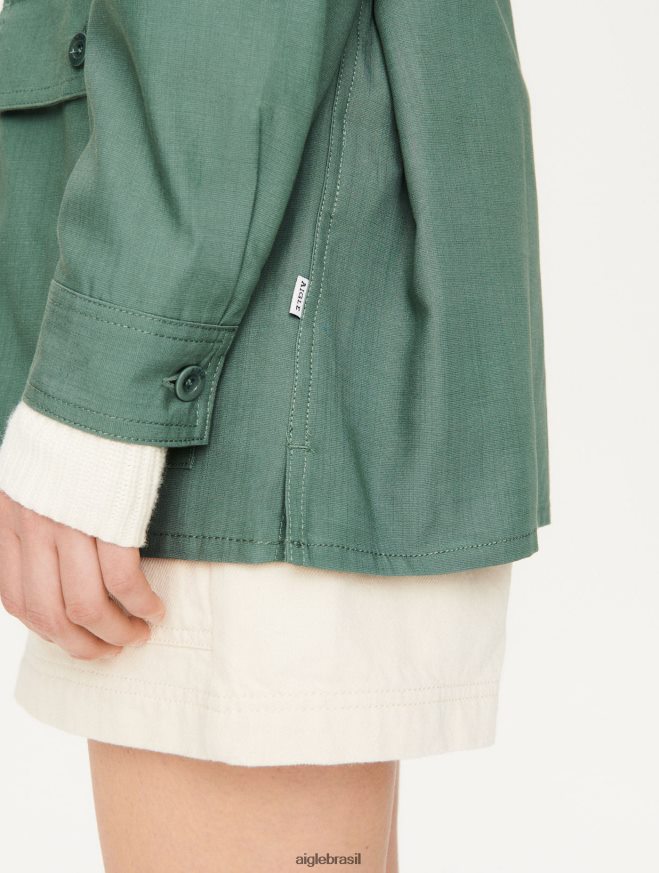 Aigle roupas camiseta algodão e tencel verde cinza mulheres RX2B88620