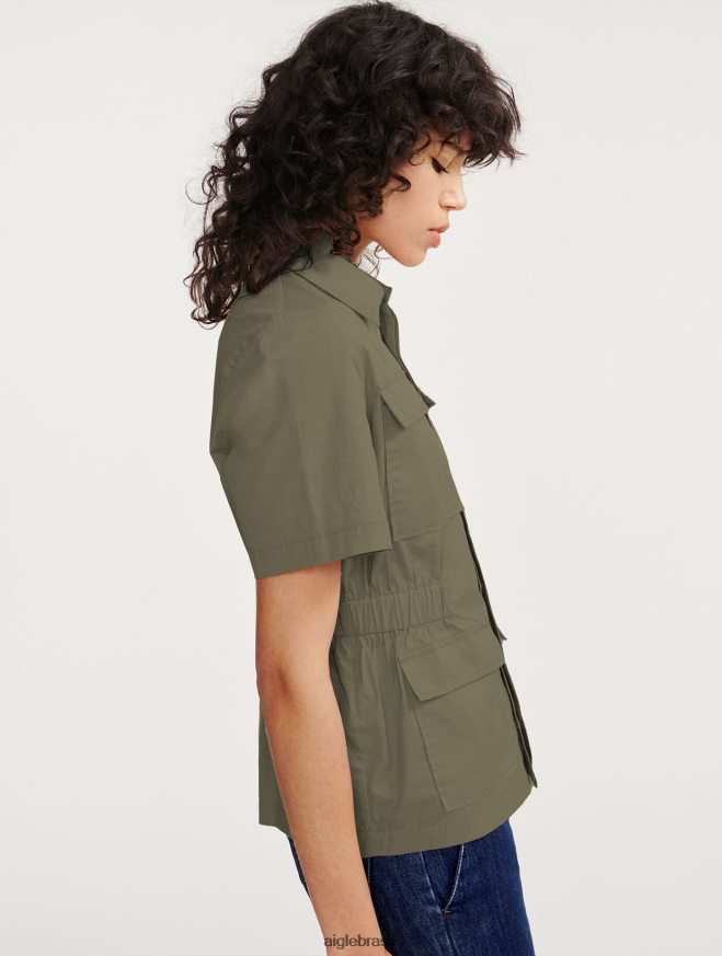 Aigle roupas jaqueta safari manga curta taillis mulheres RX2B88439