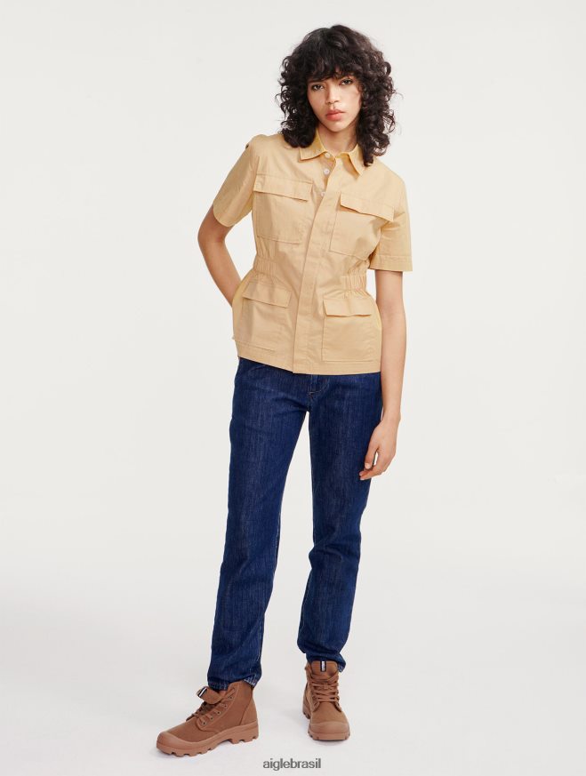 Aigle roupas jaqueta safari manga curta vime mulheres RX2B88442