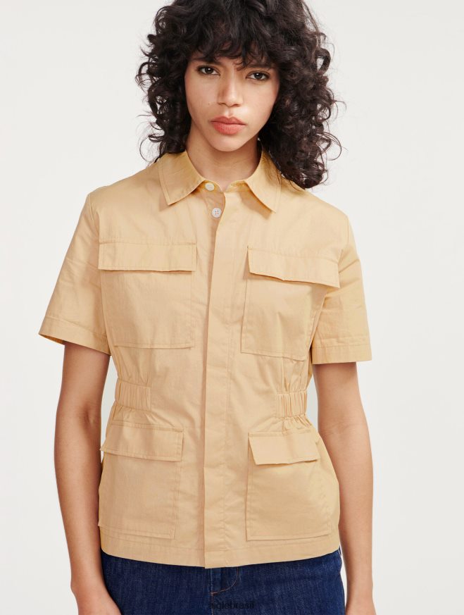 Aigle roupas jaqueta safari manga curta vime mulheres RX2B88442