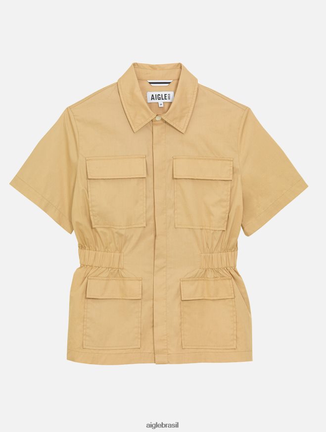 Aigle roupas jaqueta safari manga curta vime mulheres RX2B88442