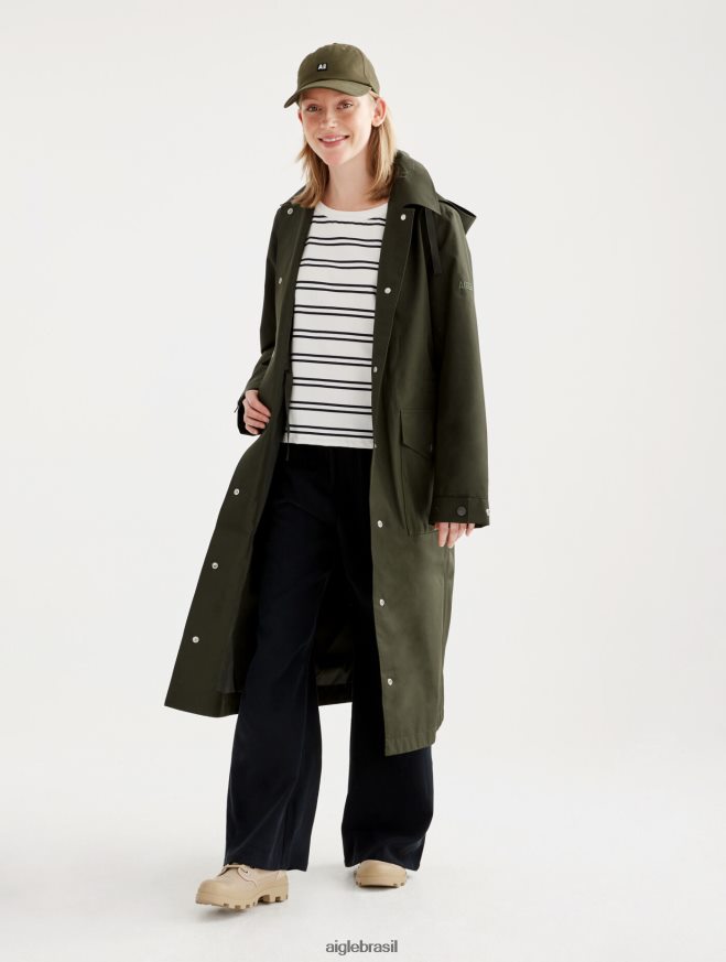 Aigle roupas capa de chuva longa redesenhada de gore-tex discutir mulheres RX2B88447