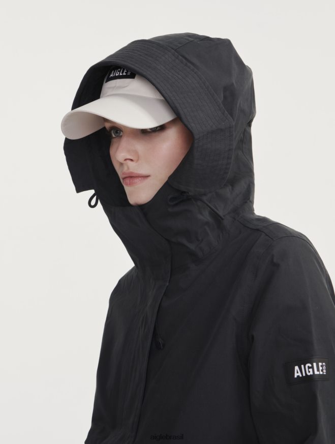 Aigle roupas icônico rabo de peixe com capuz curto mtd preto mulheres RX2B88433