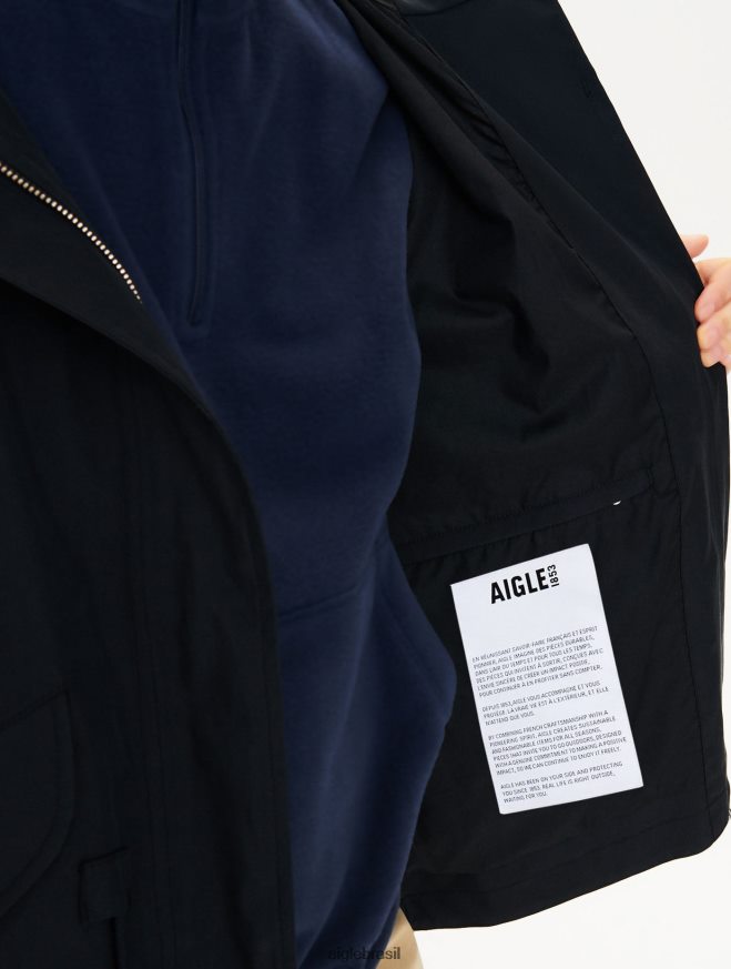 Aigle roupas icônico rabo de peixe com capuz curto mtd preto mulheres RX2B88433