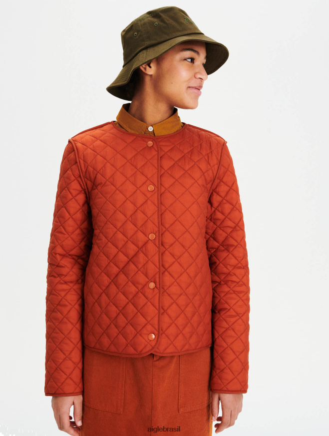 Aigle roupas jaqueta acolchoada curta e leve marrom dourado mulheres RX2B88680