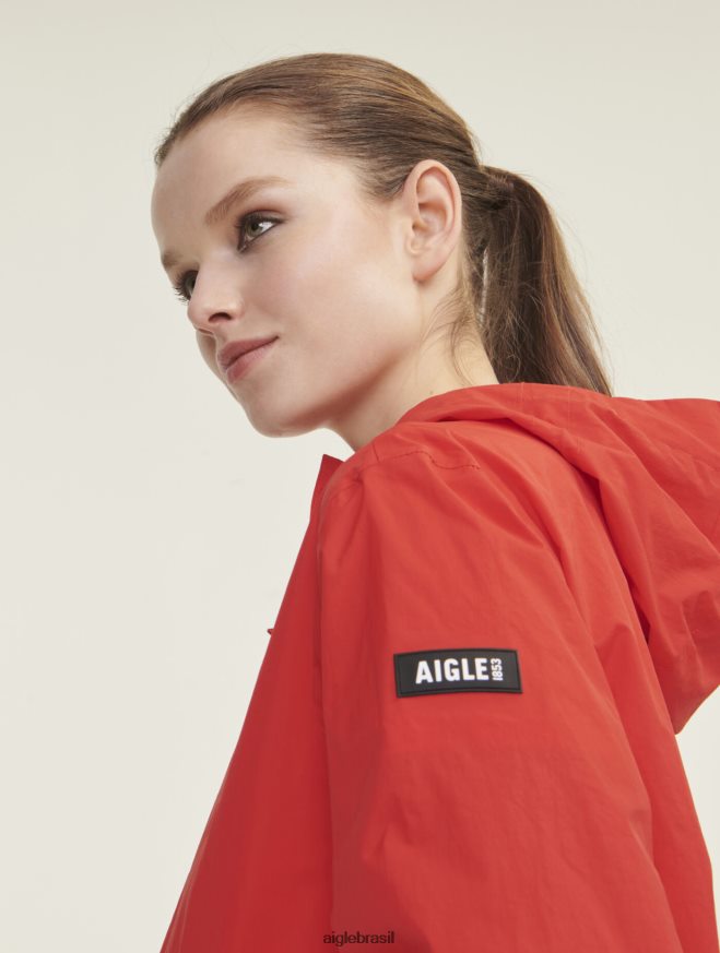 Aigle roupas jaqueta impermeável mtd curta papoula mulheres RX2B88485