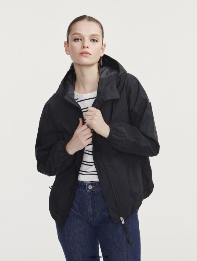 Aigle roupas jaqueta impermeável mtd curta preto mulheres RX2B88483