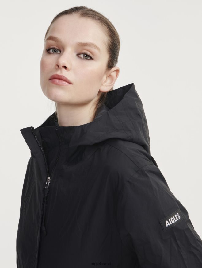 Aigle roupas jaqueta impermeável mtd curta preto mulheres RX2B88483