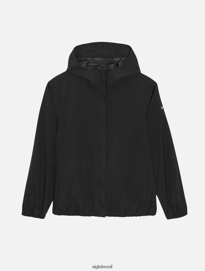 Aigle roupas jaqueta impermeável mtd curta preto mulheres RX2B88483