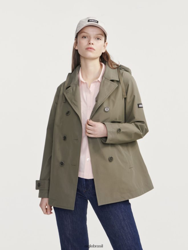 Aigle roupas trench coat curto gore-tex inspi taillis eu mulheres RX2B88474