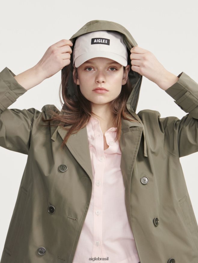 Aigle roupas trench coat curto gore-tex inspi taillis eu mulheres RX2B88474