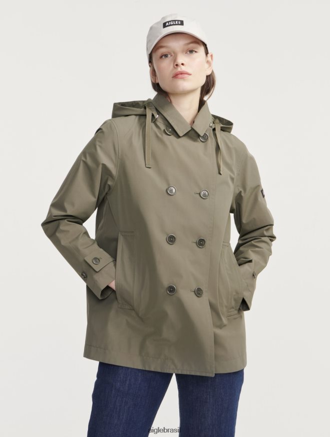 Aigle roupas trench coat curto gore-tex inspi taillis eu mulheres RX2B88474