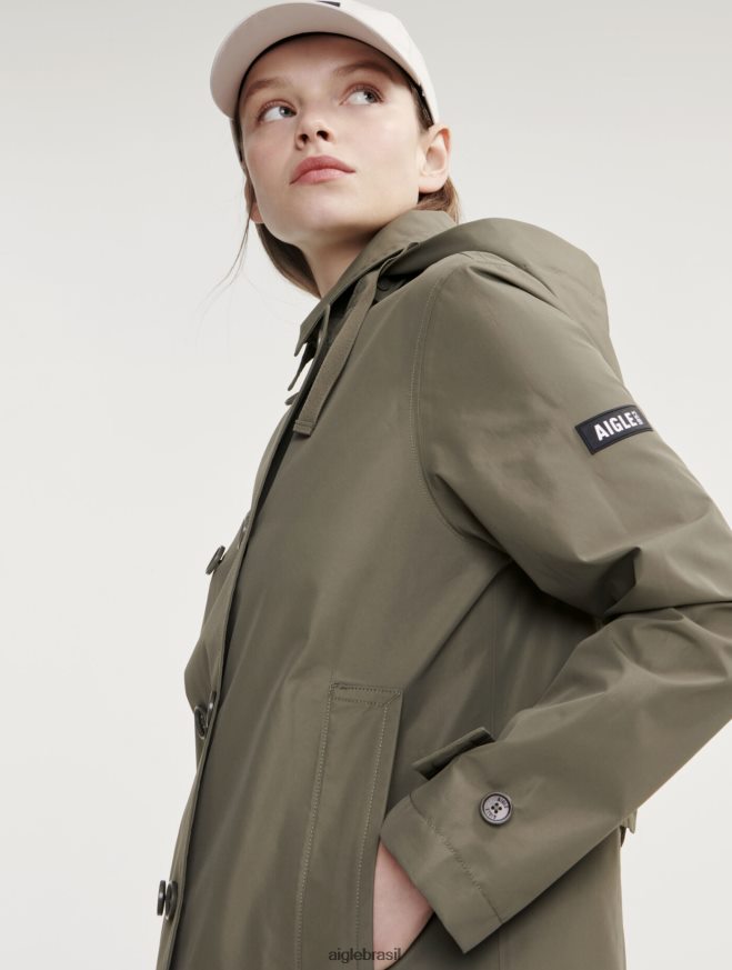 Aigle roupas trench coat curto gore-tex inspi taillis eu mulheres RX2B88474