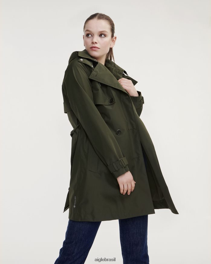 Aigle roupas trench coat gore-tex curto com capuz destacável advogado mulheres RX2B88457