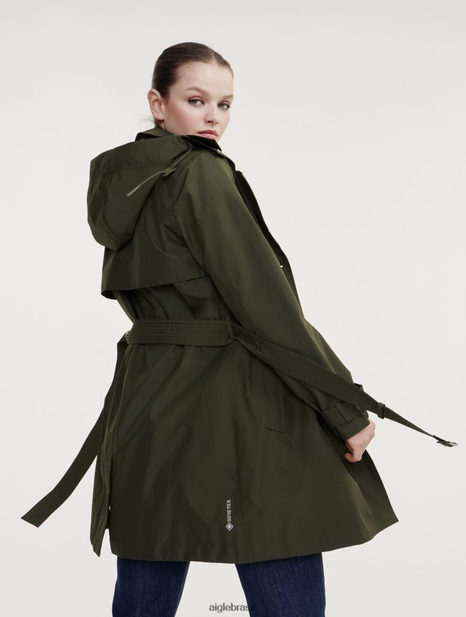 Aigle roupas trench coat gore-tex curto com capuz destacável advogado mulheres RX2B88457