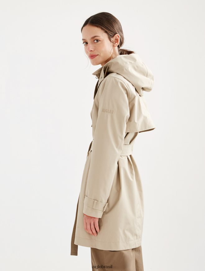 Aigle roupas trench coat gore-tex curto com capuz destacável vime mulheres RX2B88452