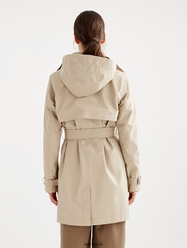 Aigle roupas trench coat gore-tex curto com capuz destacável vime mulheres RX2B88452