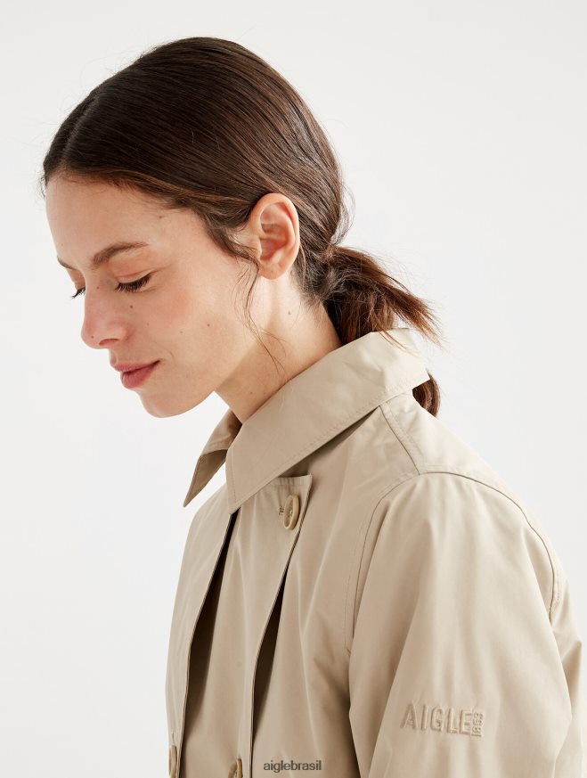 Aigle roupas trench coat gore-tex curto com capuz destacável vime mulheres RX2B88452
