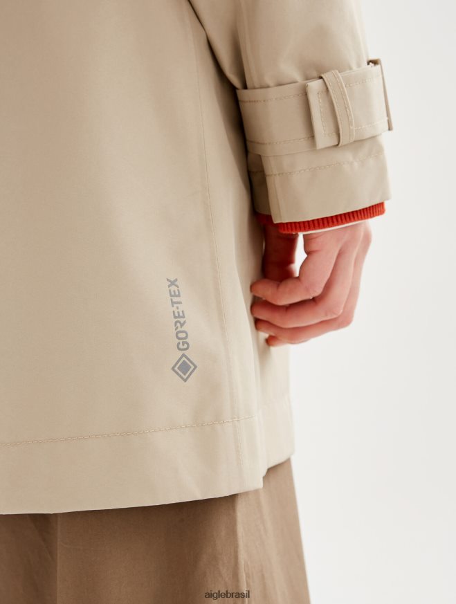 Aigle roupas trench coat gore-tex curto com capuz destacável vime mulheres RX2B88452