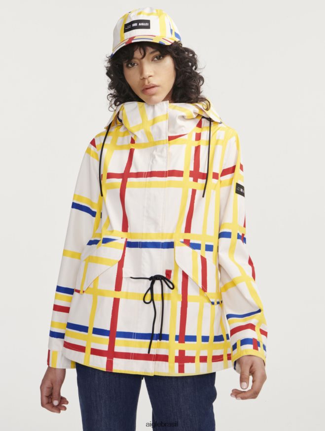 Aigle x Centre Pompidou roupas rabo de peixe com capuz curto mtd Mondrian mulheres RX2B88503