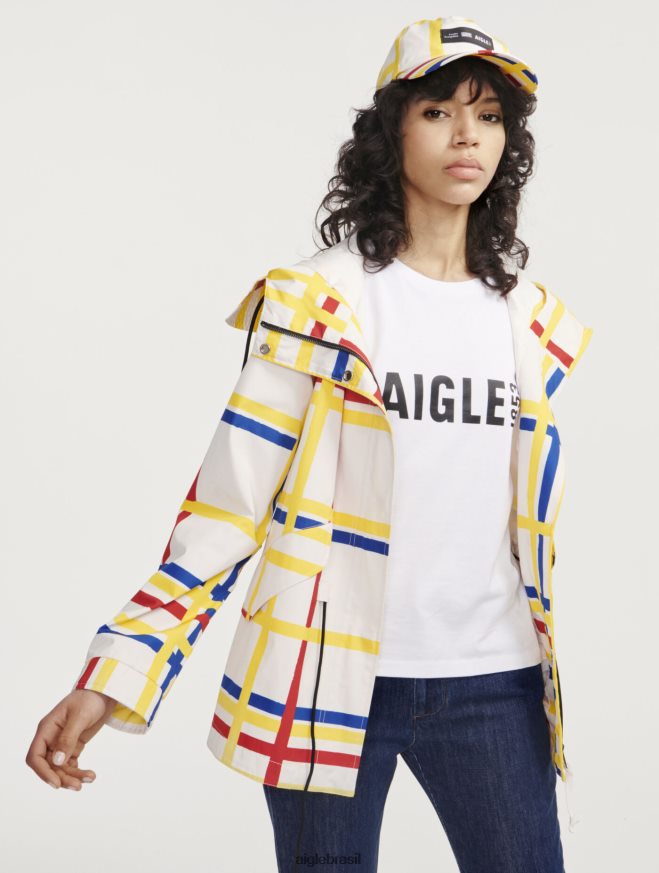 Aigle x Centre Pompidou roupas rabo de peixe com capuz curto mtd Mondrian mulheres RX2B88503
