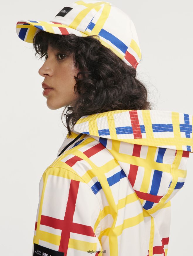 Aigle x Centre Pompidou roupas rabo de peixe com capuz curto mtd Mondrian mulheres RX2B88503