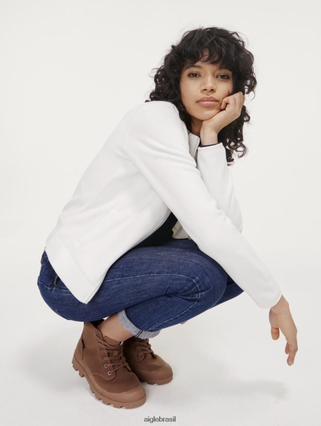 Aigle roupas gola redonda com zíper leite mulheres RX2B88591