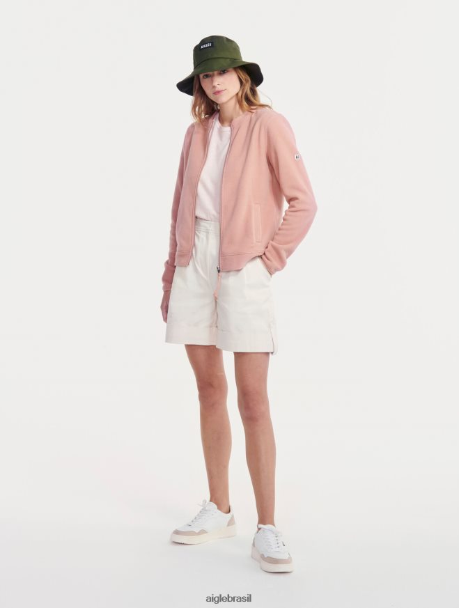 Aigle roupas gola redonda com zíper rosa enevoada mulheres RX2B88589