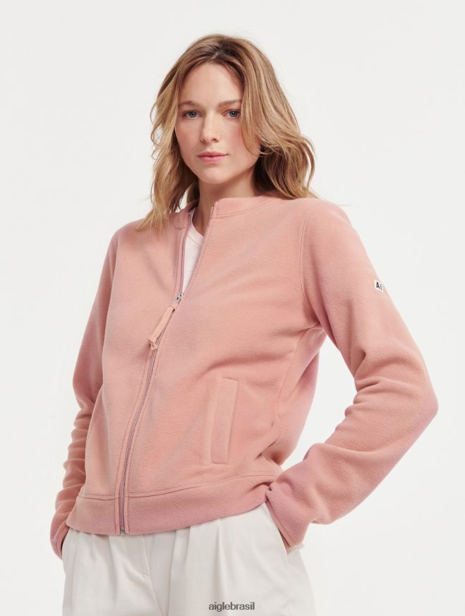 Aigle roupas gola redonda com zíper rosa enevoada mulheres RX2B88589