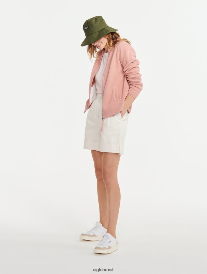 Aigle roupas gola redonda com zíper rosa enevoada mulheres RX2B88589